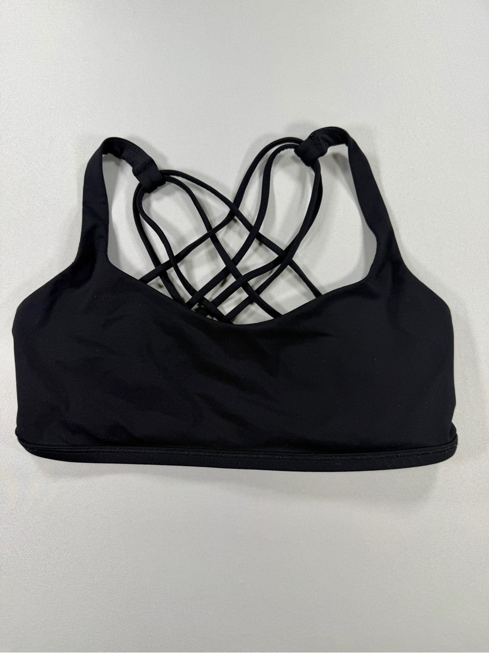 Lululemon Black Strappy Back Sports Bra Size 10 Yoga Workout